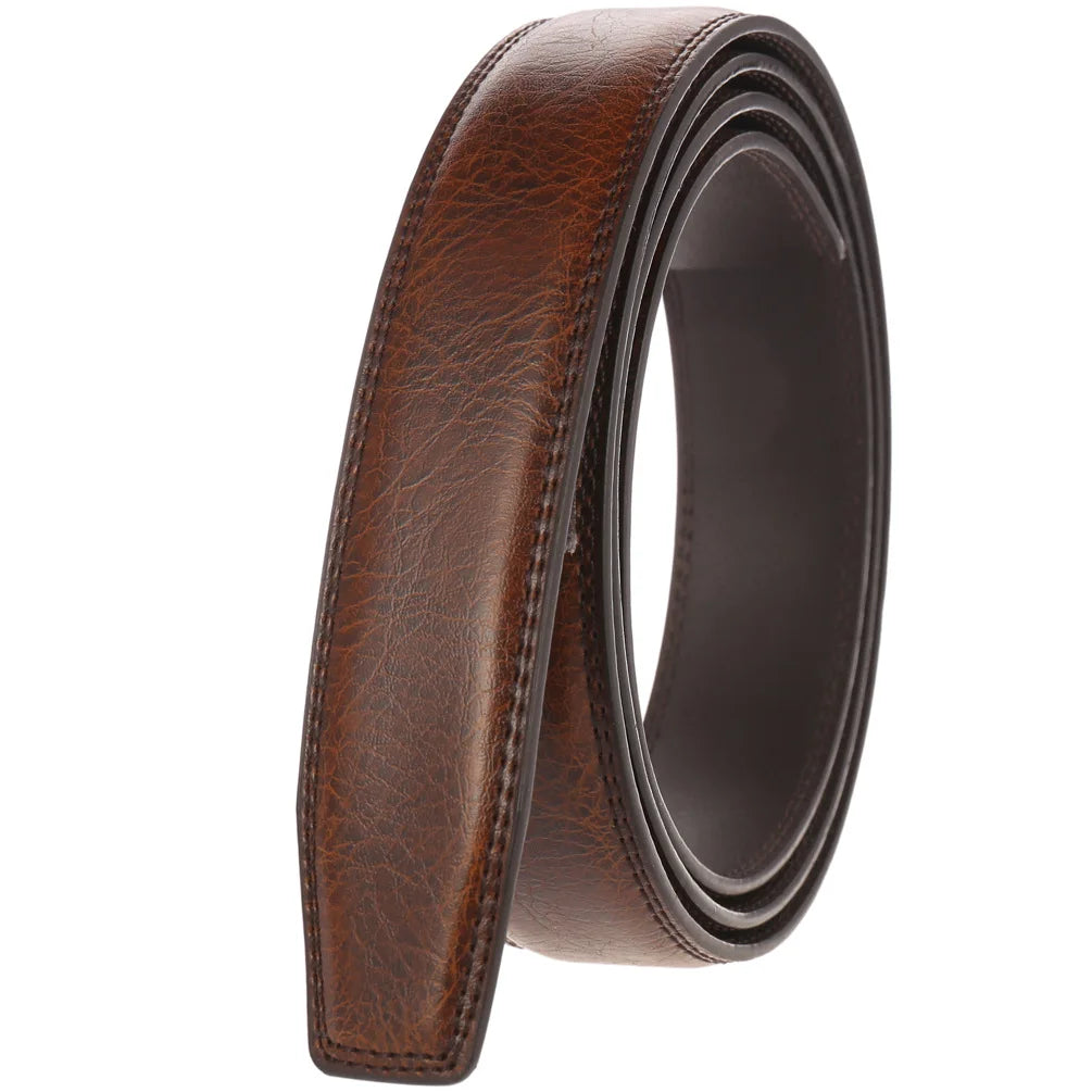 JMT-874378 Men's Leather Belt, Model LY35-122, Classic Style, No Buckle Design
