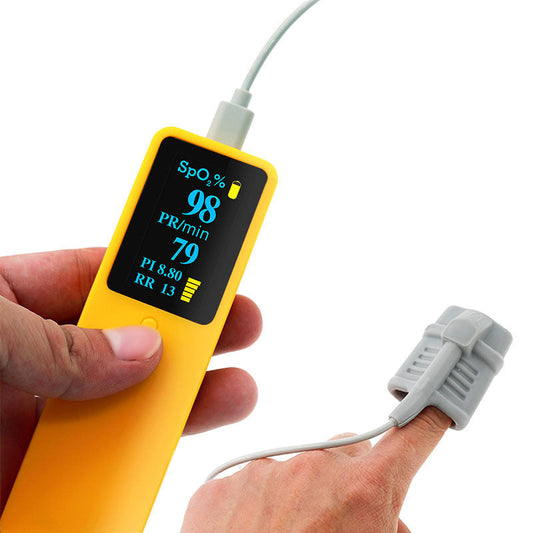 JMT-875018 Palm Pulse Oximeter with 2.2-Inch Color OLED Display, Monitors Blood Oxygen Saturation, Pulse Rate, and Perfusion Index