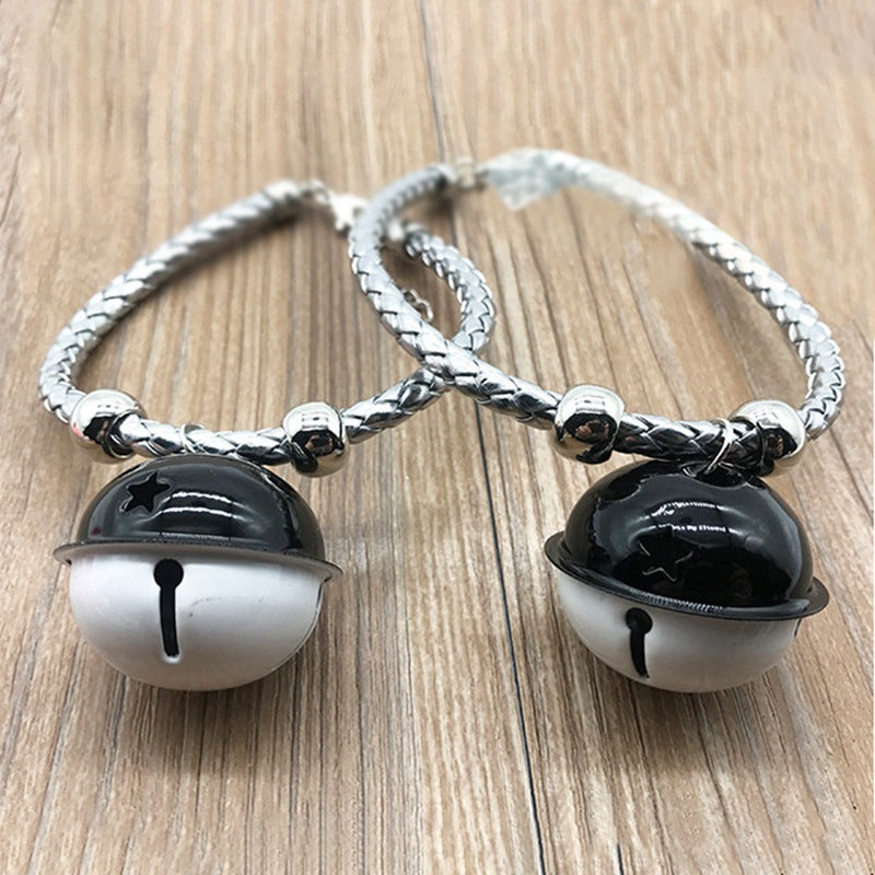 JMT-875274 Hand Woven Pet Collar with Twisted Twine and Bell – Adjustable Sizes in Gold, Blue, Black, and Silver