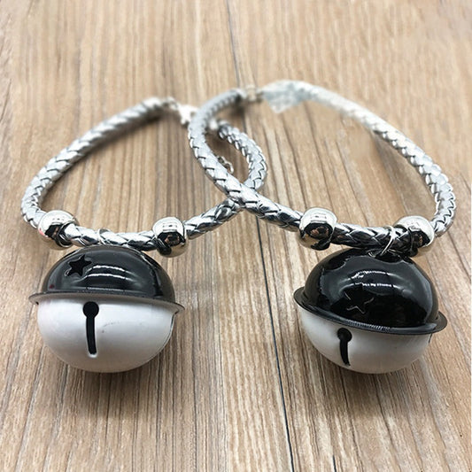 JMT-875274 Hand Woven Pet Collar with Twisted Twine and Bell – Adjustable Sizes in Gold, Blue, Black, and Silver