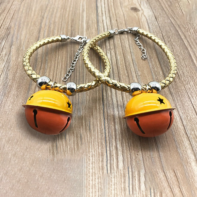 JMT-875274 Hand Woven Pet Collar with Twisted Twine and Bell – Adjustable Sizes in Gold, Blue, Black, and Silver