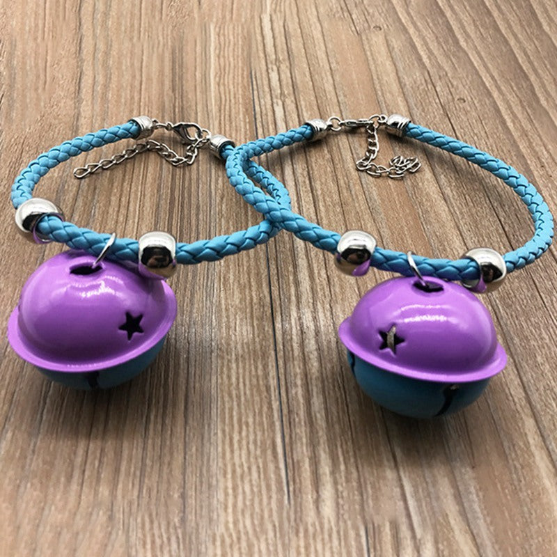 JMT-875274 Hand Woven Pet Collar with Twisted Twine and Bell – Adjustable Sizes in Gold, Blue, Black, and Silver