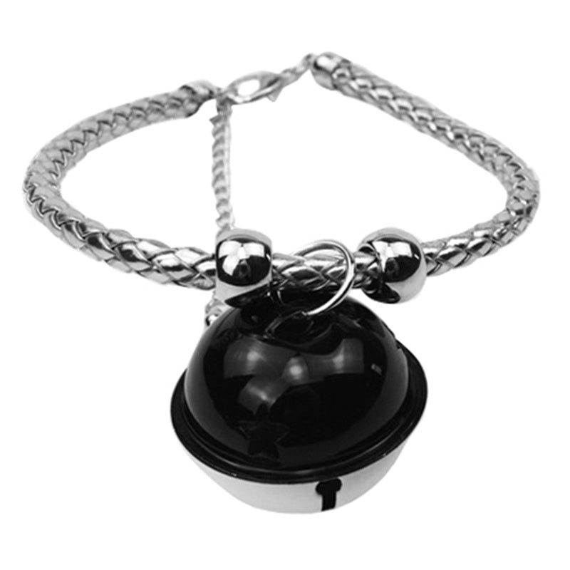 JMT-875274 Hand Woven Pet Collar with Twisted Twine and Bell – Adjustable Sizes in Gold, Blue, Black, and Silver
