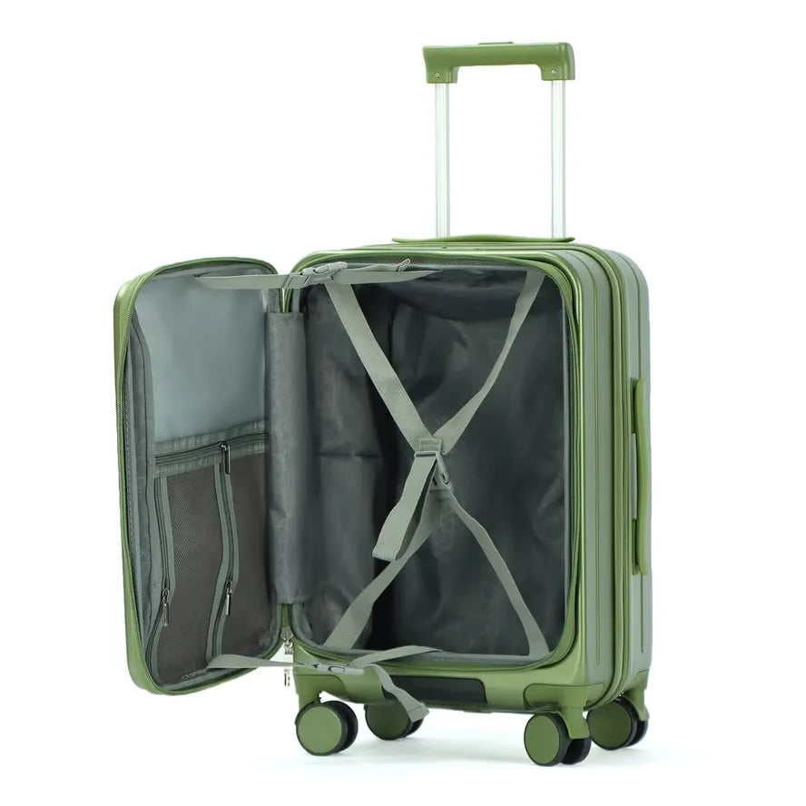 JMT-875338 20" Designer Trolley Travel Suitcase in ABS+PC with Aluminium Frame and Front Opening Design
