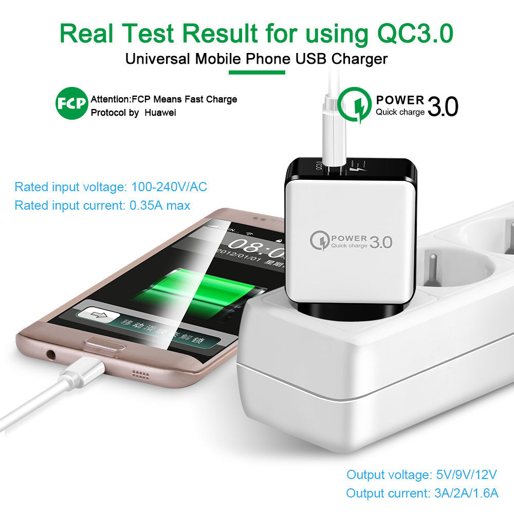 JMT-875466 18W Quick Charge 3.0 USB Wall Charger for iPhone, Samsung, Huawei - EU Plug