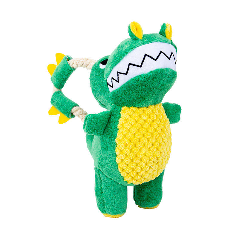 JMT-875594 Durable Plush Dinosaur Chew Toy with Squeaker for Interactive Play - Soft Dog Toy