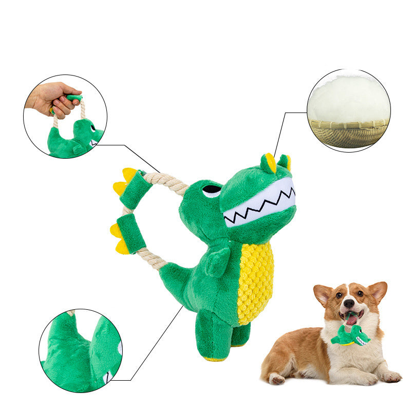 JMT-875594 Durable Plush Dinosaur Chew Toy with Squeaker for Interactive Play - Soft Dog Toy