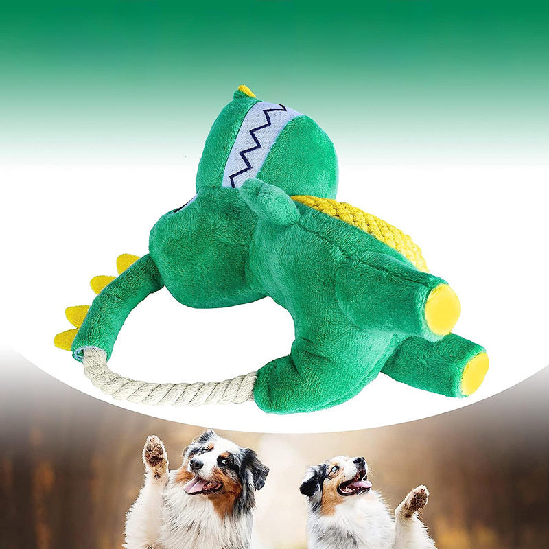 JMT-875594 Durable Plush Dinosaur Chew Toy with Squeaker for Interactive Play - Soft Dog Toy
