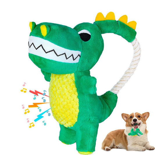 JMT-875594 Durable Plush Dinosaur Chew Toy with Squeaker for Interactive Play - Soft Dog Toy