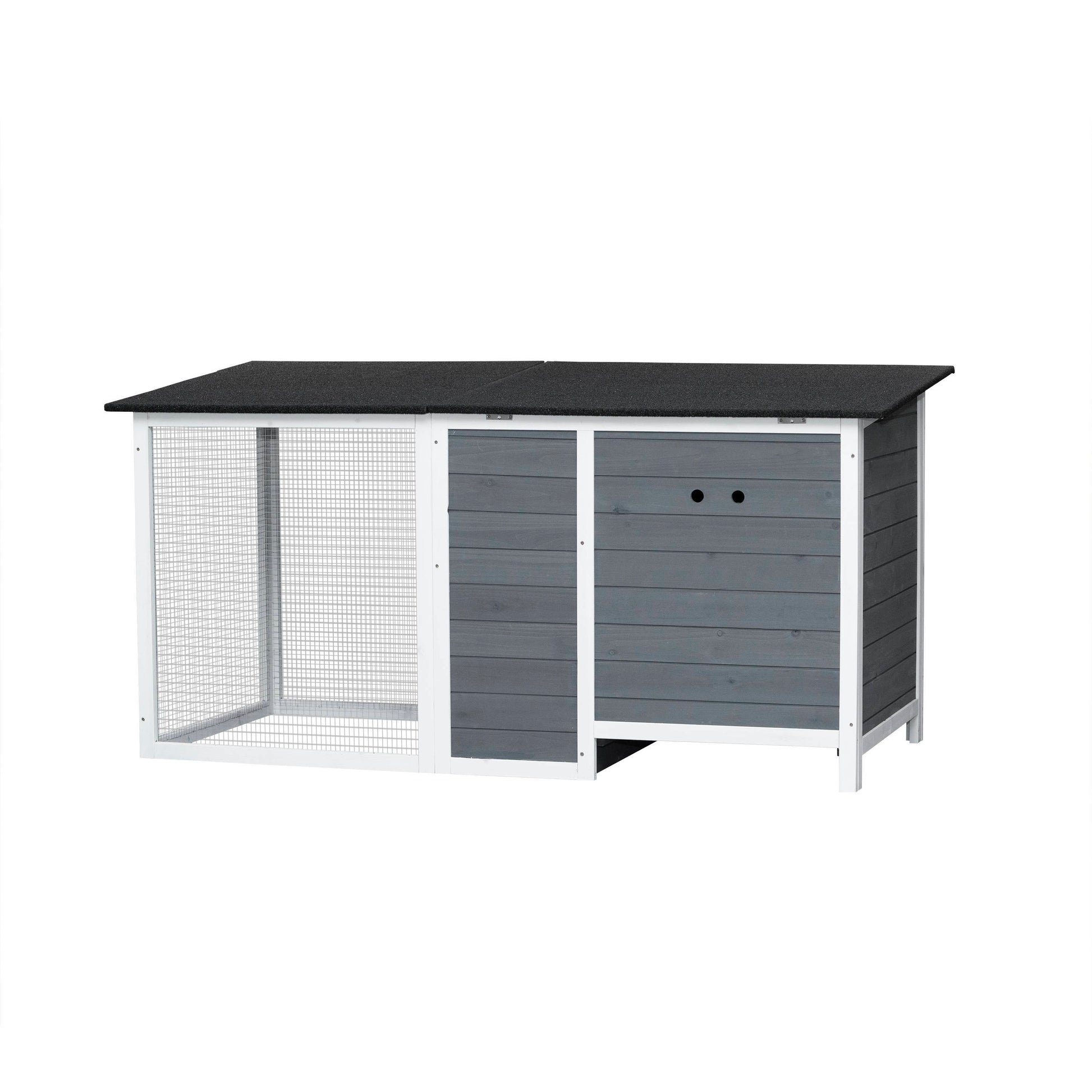 JMT-875786 Outdoor Chicken Hutch with Running Cage and Fir Wood Construction