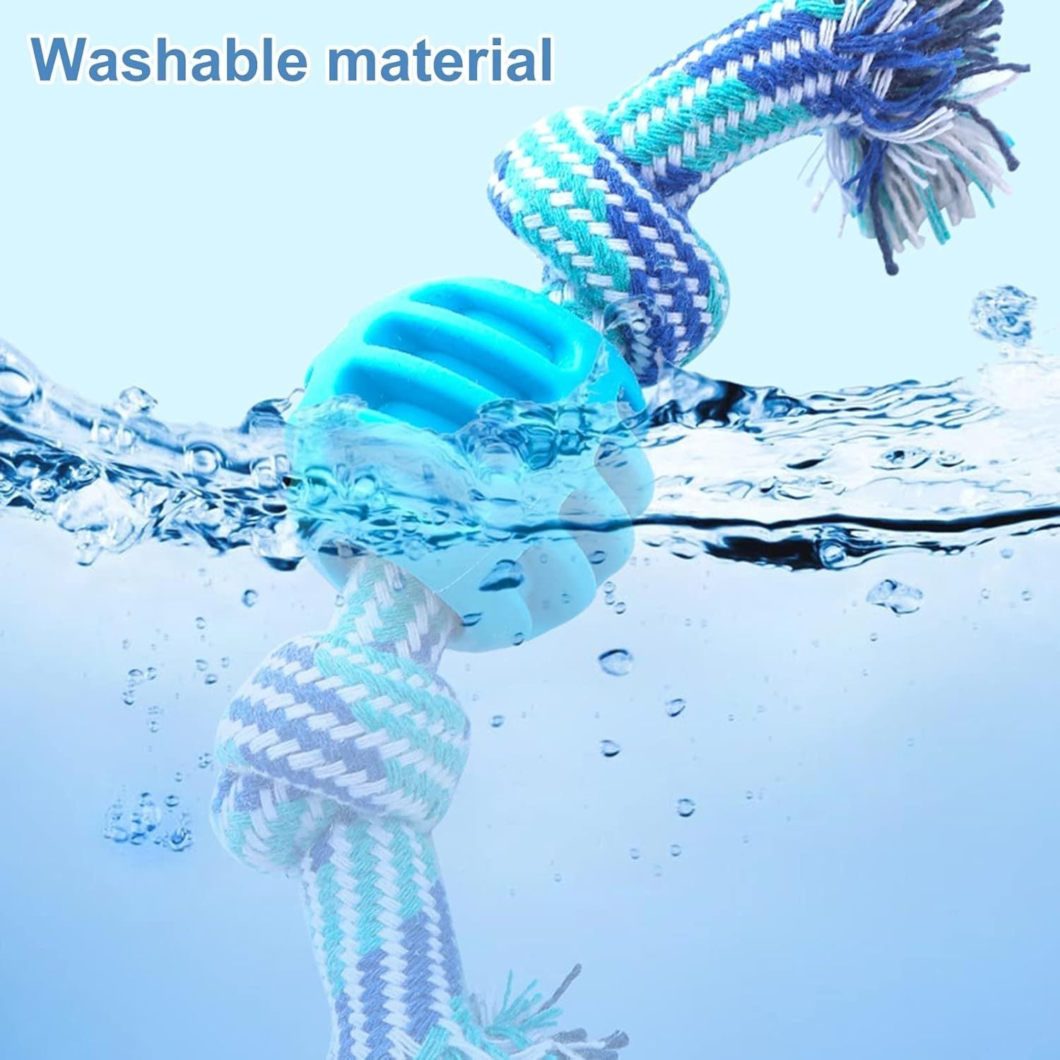 JMT-875914 Durable Chew Toy for Dogs with Rope - Soft Molar Tooth Cleaning Treat for Oral Health, Blue