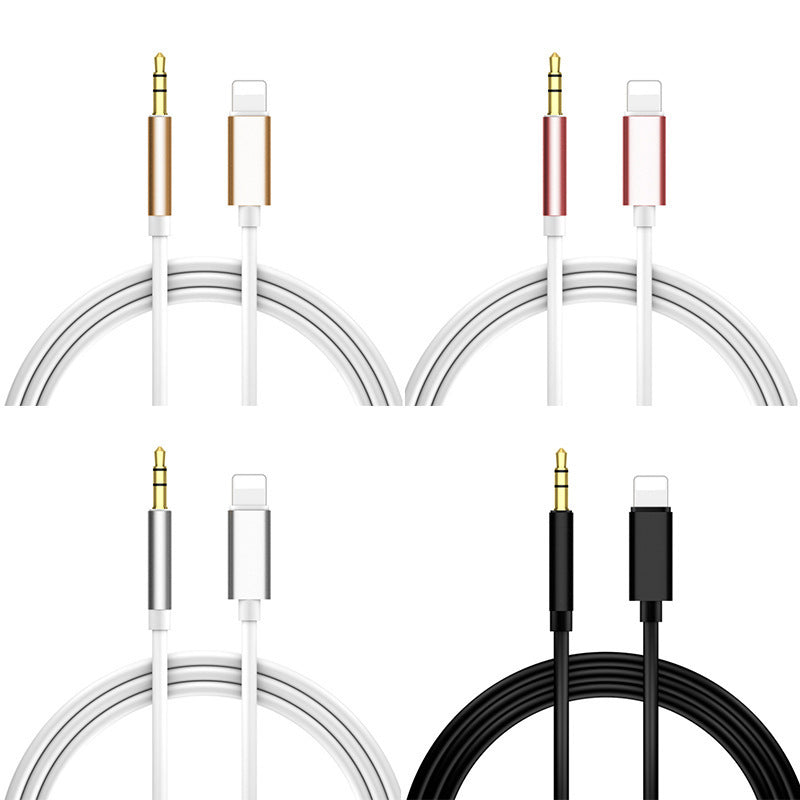 JMT-876106 1m Vehicle-Mounted 3.5mm Mobile Phone Audio Cable - Pink, Gold, Black, Silver - Tinned Copper Core, Metal Shell
