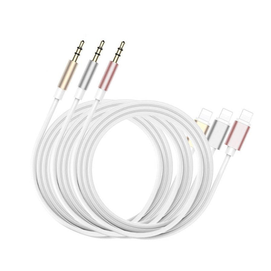 JMT-876106 1m Vehicle-Mounted 3.5mm Mobile Phone Audio Cable - Pink, Gold, Black, Silver - Tinned Copper Core, Metal Shell