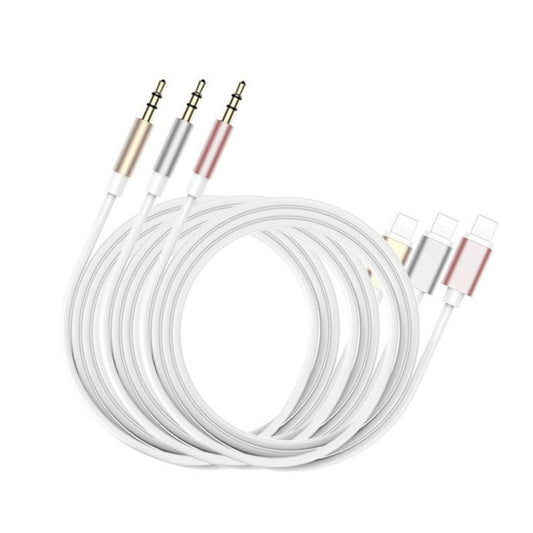 JMT-876106 1m Vehicle-Mounted 3.5mm Mobile Phone Audio Cable - Pink, Gold, Black, Silver - Tinned Copper Core, Metal Shell