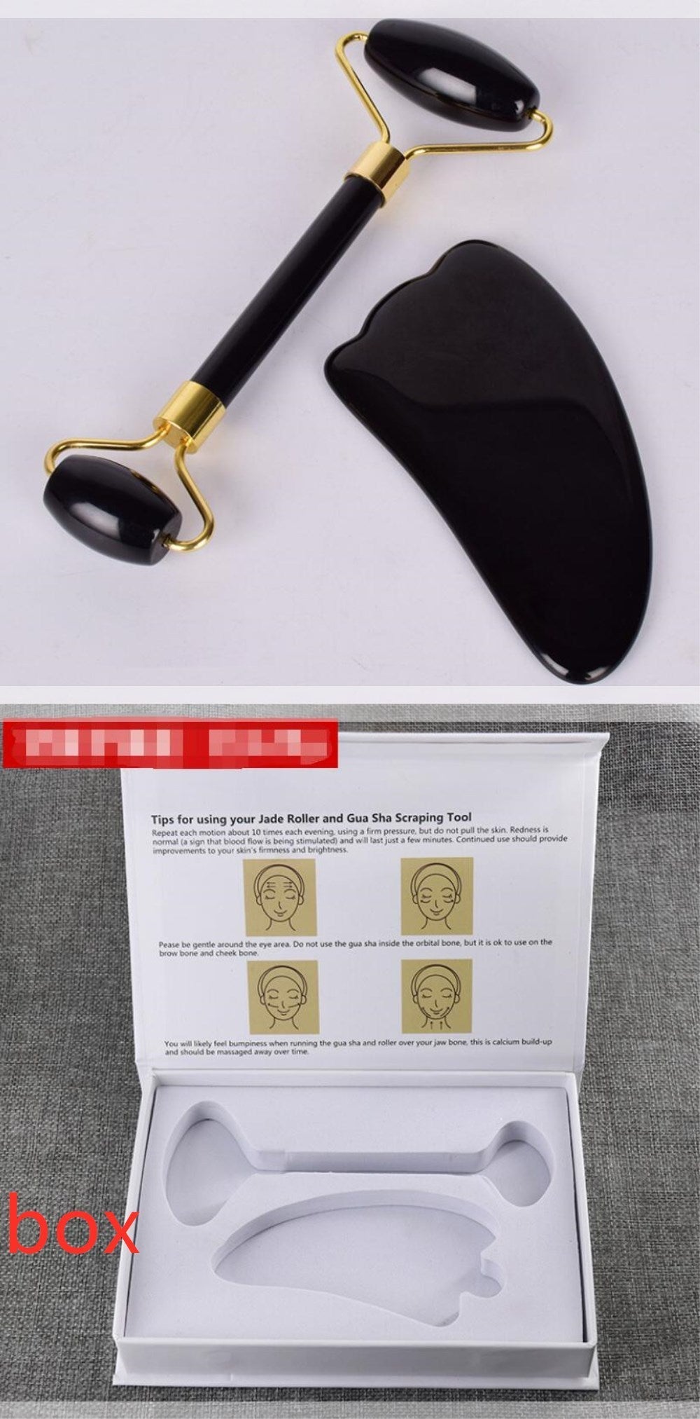 JMT-876170 Jade Roller and Gua Sha Set for Facial Massage and Skin Care
