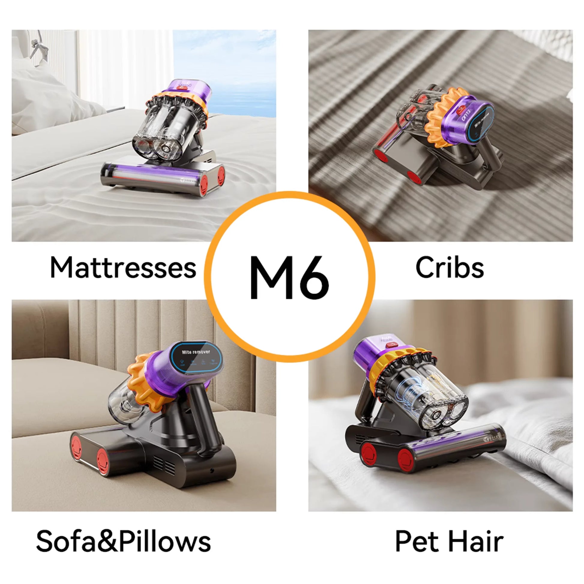 JMT-876234 Wireless Mini Vacuum Cleaner with 20kPa Strong Suction and UV-C Technology for Allergy and Mite Elimination, Ideal for Beds, Sofas, and Cars