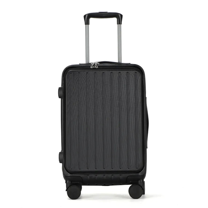 JMT-876490 Designer Black PC Travel Trolley Suitcase with Laptop Compartment for Carry-On Luggage