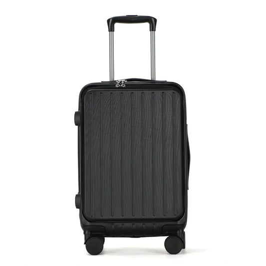 JMT-876490 Designer Black PC Travel Trolley Suitcase with Laptop Compartment for Carry-On Luggage