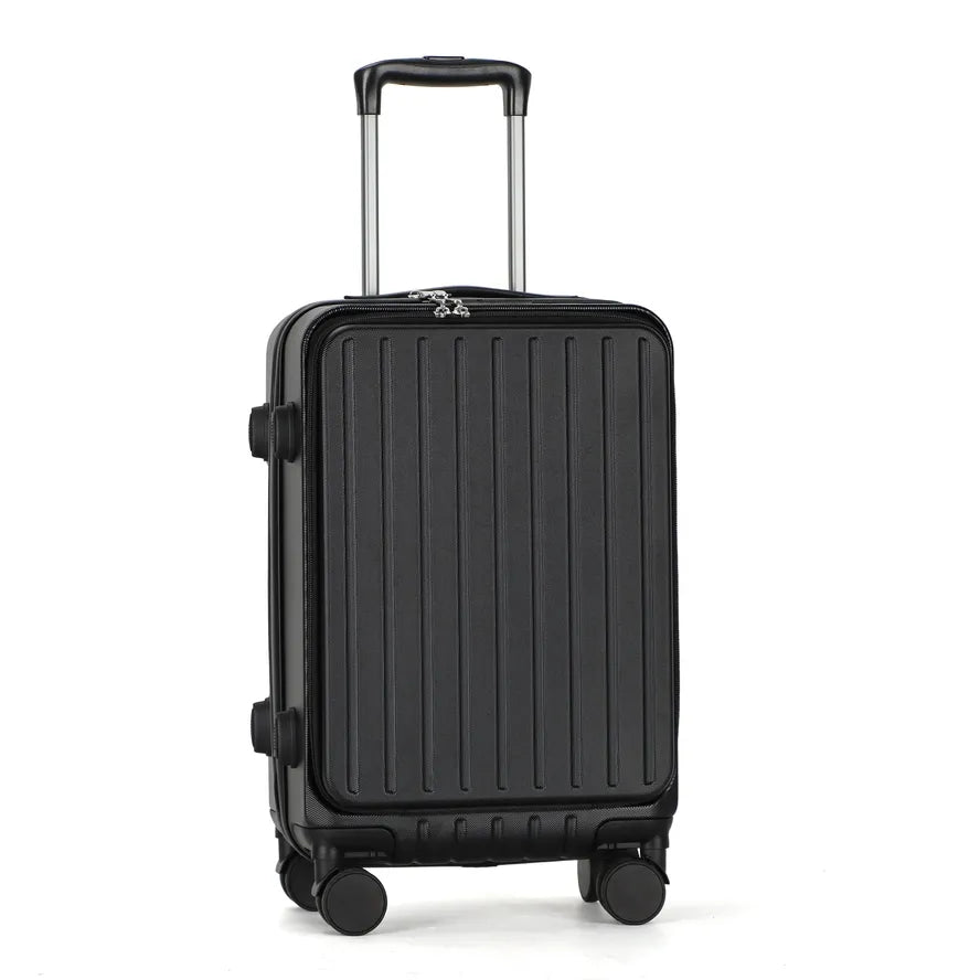 JMT-876490 Designer Black PC Travel Trolley Suitcase with Laptop Compartment for Carry-On Luggage