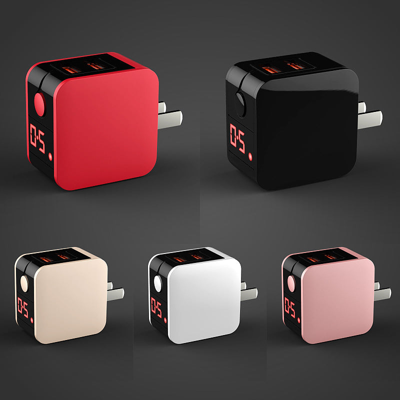 JMT-876618 5V 2.4A Dual USB Fast Charging Adapter with Digital Display for Travel