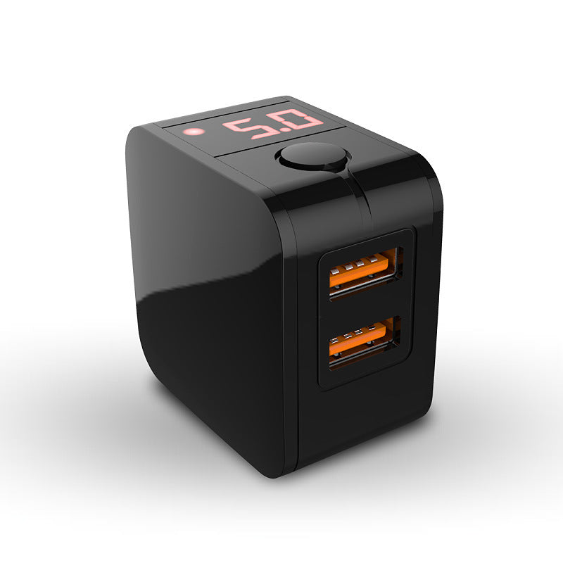 JMT-876618 5V 2.4A Dual USB Fast Charging Adapter with Digital Display for Travel