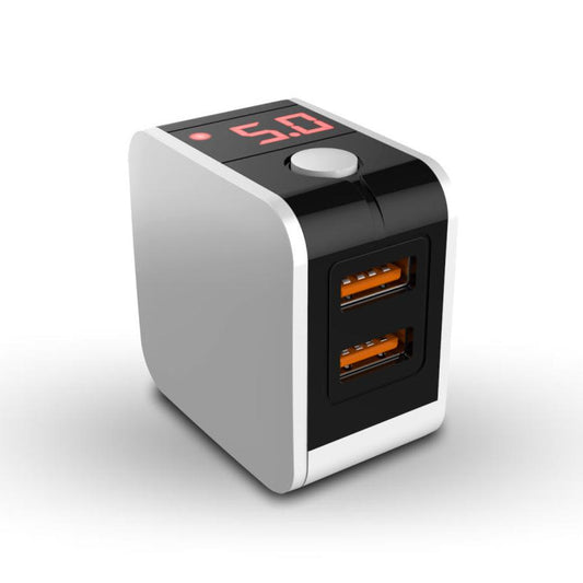 JMT-876618 5V 2.4A Dual USB Fast Charging Adapter with Digital Display for Travel
