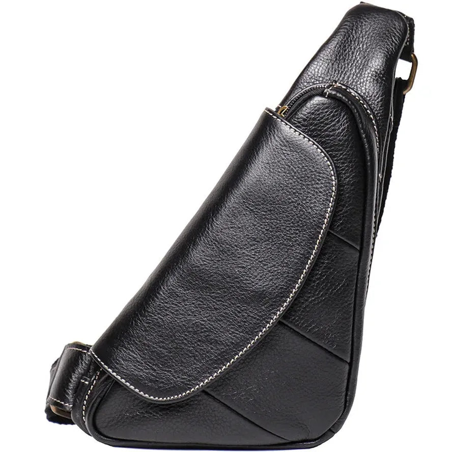 JMT-876810 Leather Men's Outdoor Leisure Chest Bag in Black and Coffee