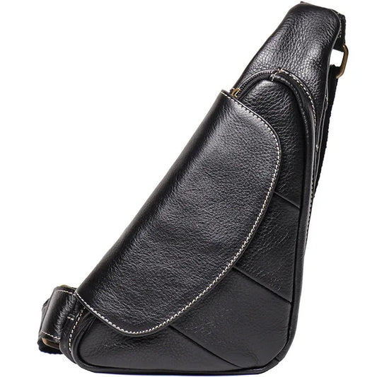 JMT-876810 Leather Men's Outdoor Leisure Chest Bag in Black and Coffee