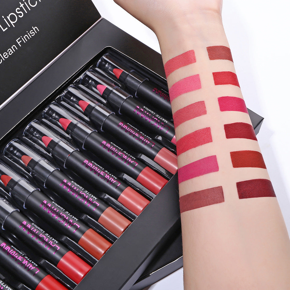 JMT-877194 Matte Velvet Non-Stick Lipstick and Gloss Set for Long-Lasting Hydration and Color