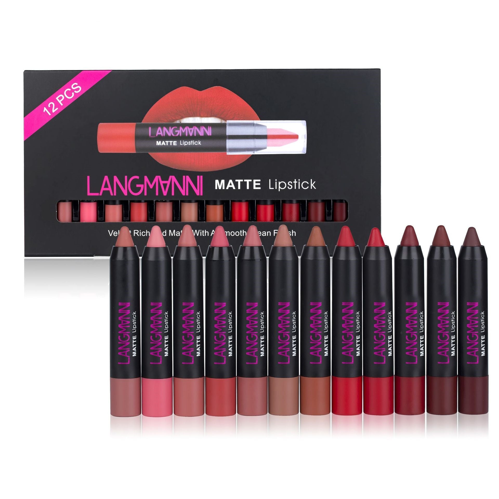 JMT-877194 Matte Velvet Non-Stick Lipstick and Gloss Set for Long-Lasting Hydration and Color