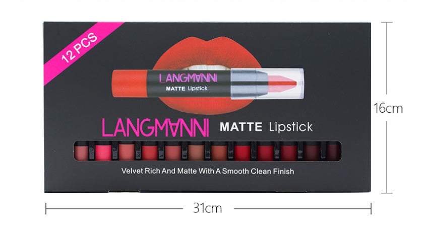 JMT-877194 Matte Velvet Non-Stick Lipstick and Gloss Set for Long-Lasting Hydration and Color