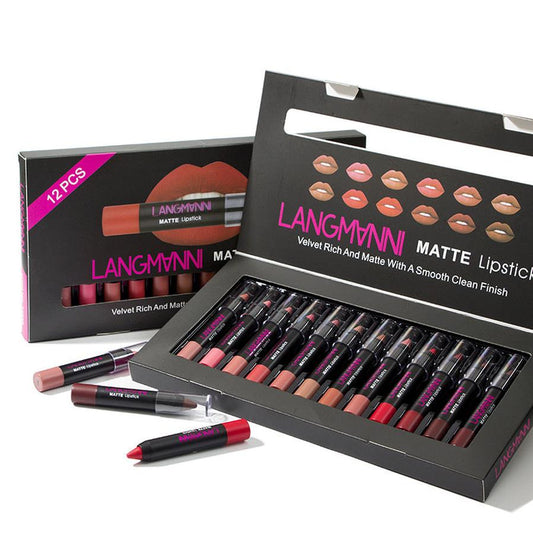 JMT-877194 Matte Velvet Non-Stick Lipstick and Gloss Set for Long-Lasting Hydration and Color
