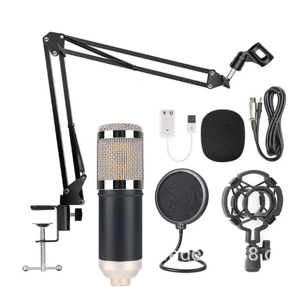 JMT-877258 BM-800 Condenser Microphone Set with USB Sound Card and Accessories for Home, Studio, KTV, and Videos
