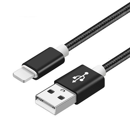 JMT-877258 Nylon Braided V8 Charging Cable Compatible with iPhone and Android Devices - Various Colors and Lengths