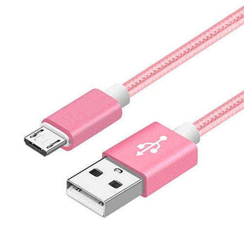 JMT-877258 Nylon Braided V8 Charging Cable Compatible with iPhone and Android Devices - Various Colors and Lengths