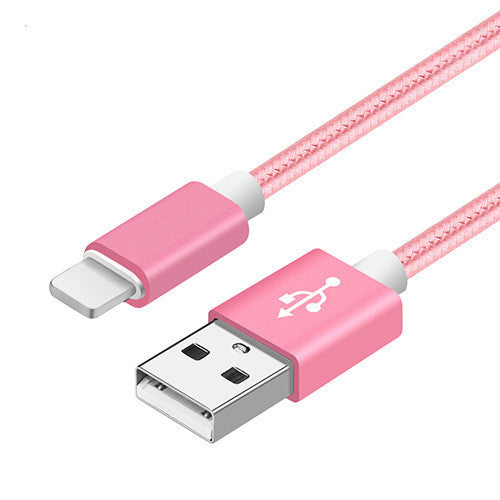 JMT-877258 Nylon Braided V8 Charging Cable Compatible with iPhone and Android Devices - Various Colors and Lengths