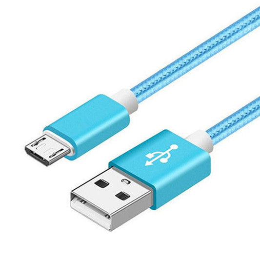 JMT-877258 Nylon Braided V8 Charging Cable Compatible with iPhone and Android Devices - Various Colors and Lengths