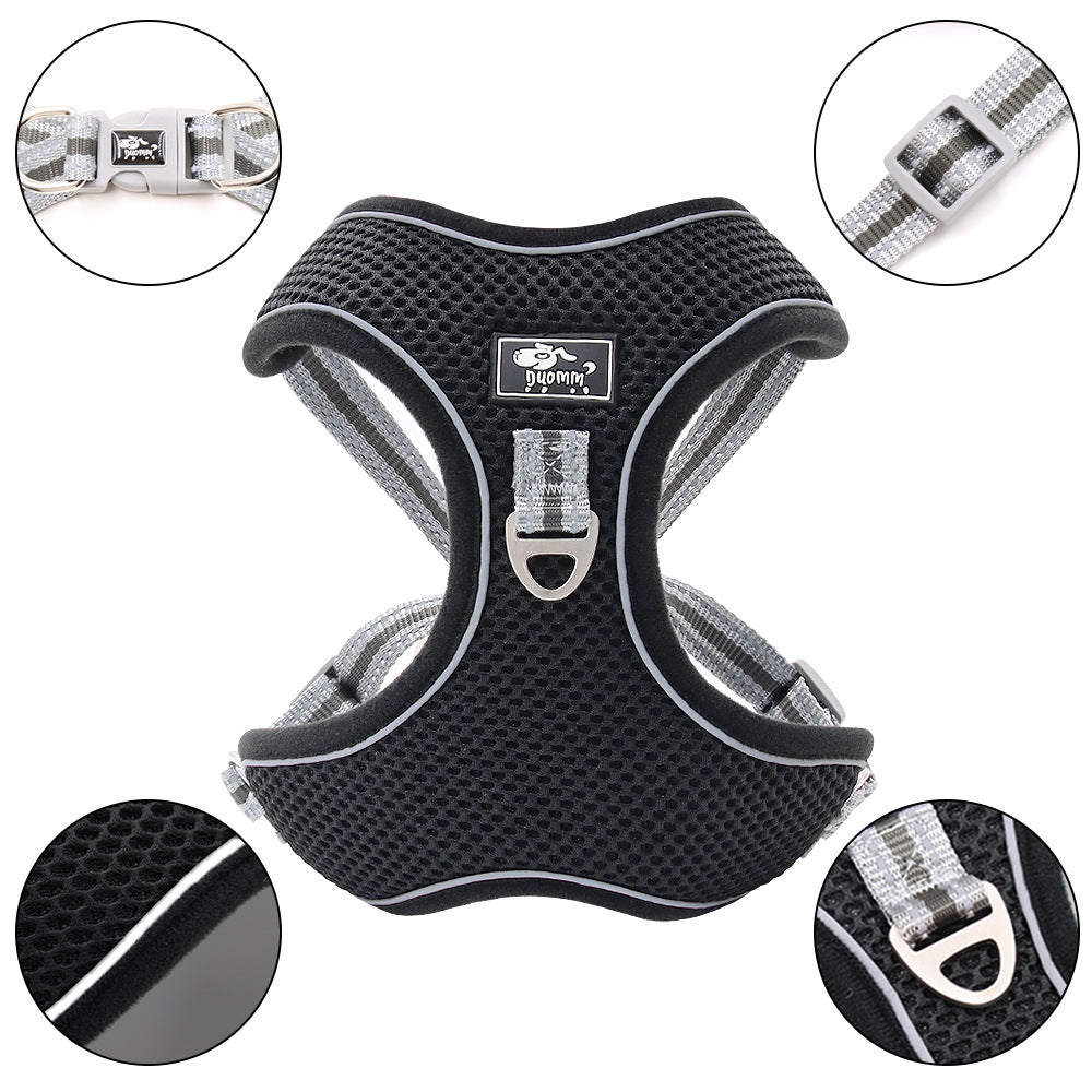 JMT-877258 Reflective and Breathable Dog Chest Strap with Towing Rope (Multiple Sizes Available)