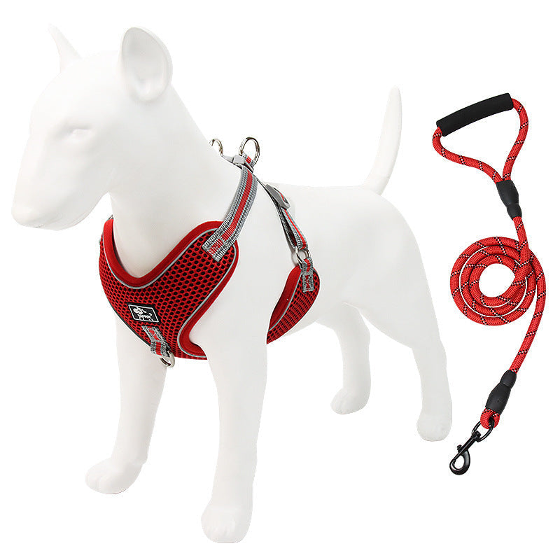 JMT-877258 Reflective and Breathable Dog Chest Strap with Towing Rope (Multiple Sizes Available)