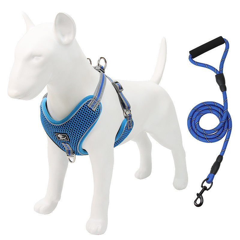JMT-877258 Reflective and Breathable Dog Chest Strap with Towing Rope (Multiple Sizes Available)