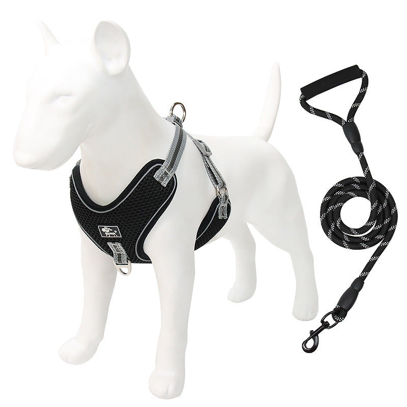 JMT-877258 Reflective and Breathable Dog Chest Strap with Towing Rope (Multiple Sizes Available)