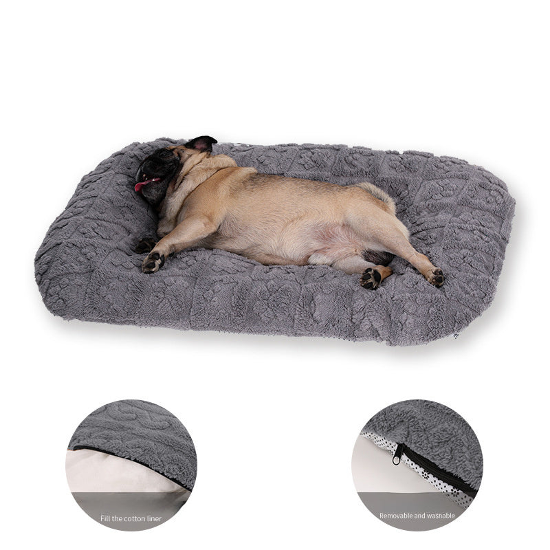 JMT-877386 Warm Flannel Pet Bed - Soft Plush Dog and Cat Mattress, Machine Washable, Available in Multiple Sizes