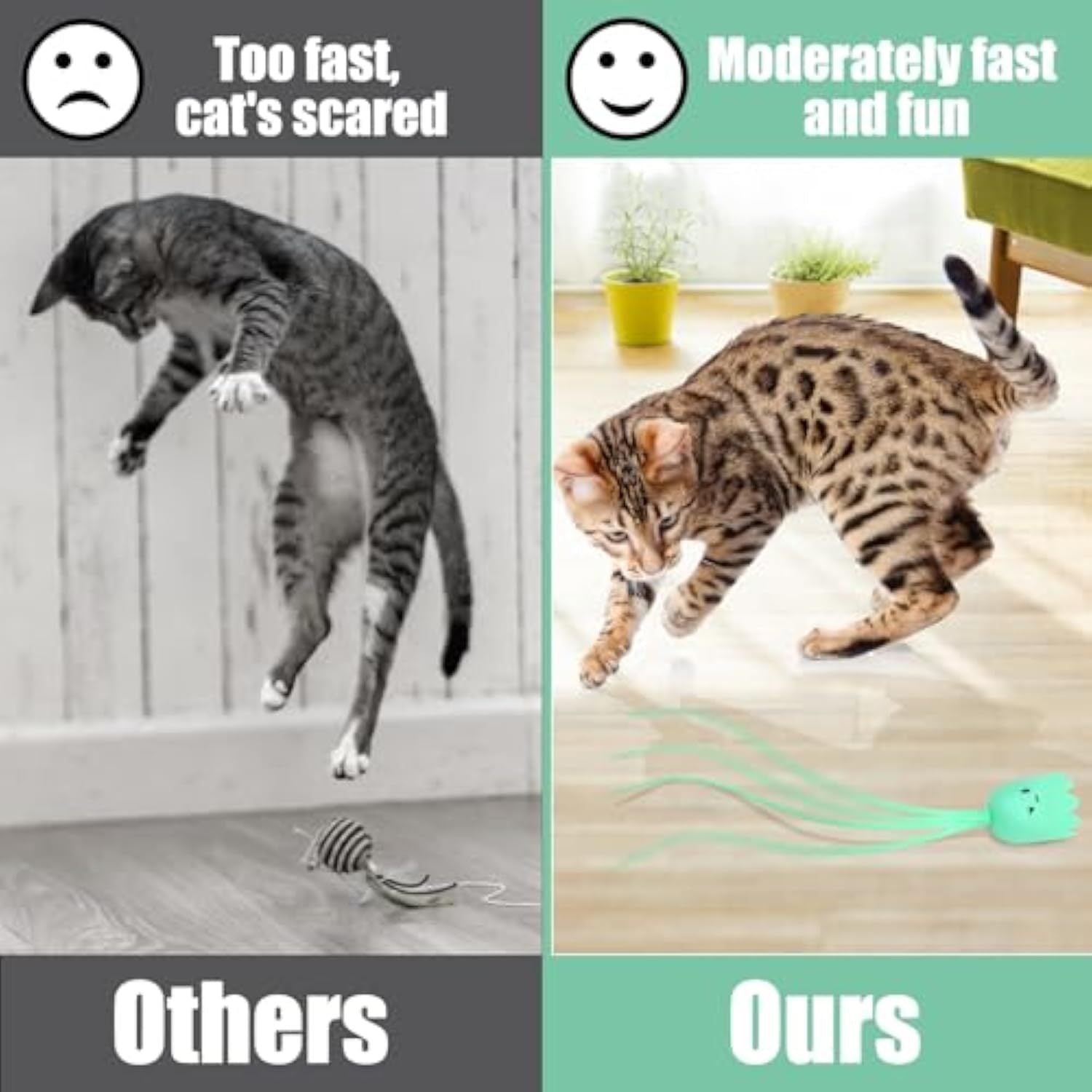JMT-877898 Interactive Self-Play Cat Toy with Swinging Silicone Tail for Indoor Cats - Rechargeable Automatic Wand Toy