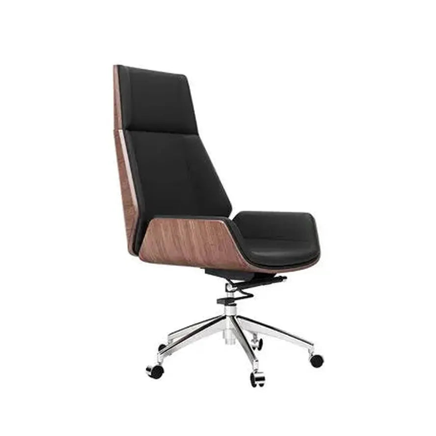 JMT-878986 Tall Leather and Wood Executive Conference Office Chairs with Bentwood Plywood Seat