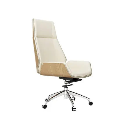 JMT-878986 Tall Leather and Wood Executive Conference Office Chairs with Bentwood Plywood Seat