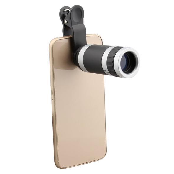 JMT-879242 8X Telescopic Lens for Phones with Clip & Cleaning Cloth - Magnifies Up to 240 Yards