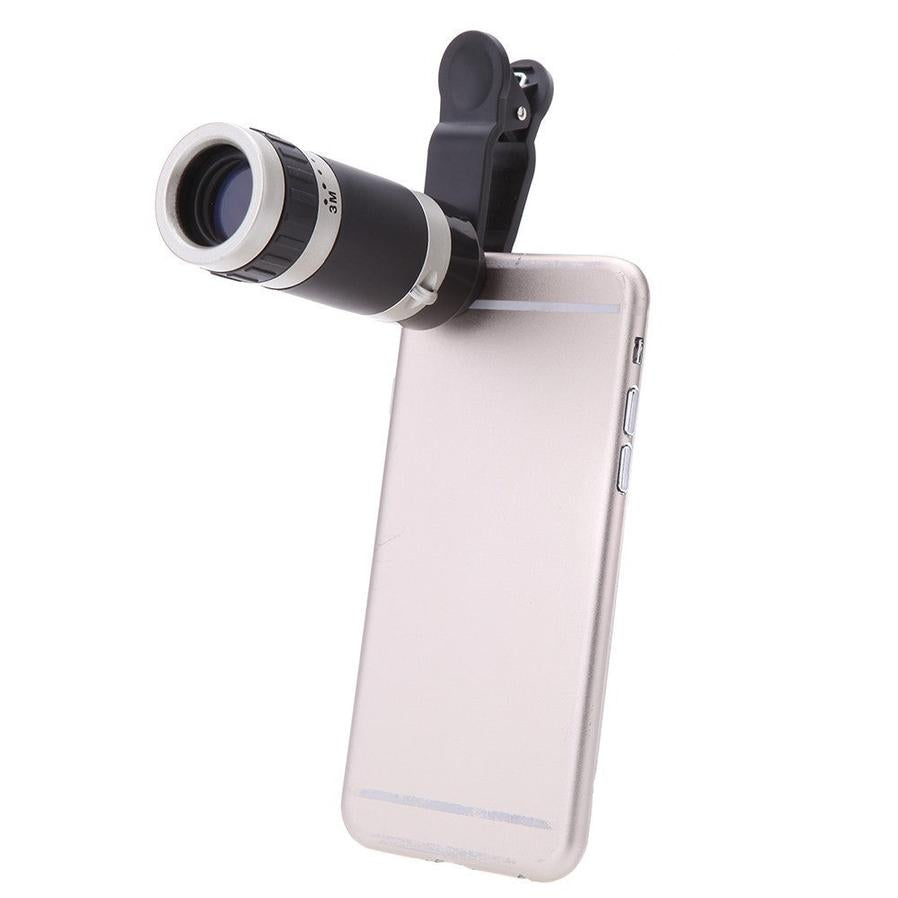 JMT-879242 8X Telescopic Lens for Phones with Clip & Cleaning Cloth - Magnifies Up to 240 Yards