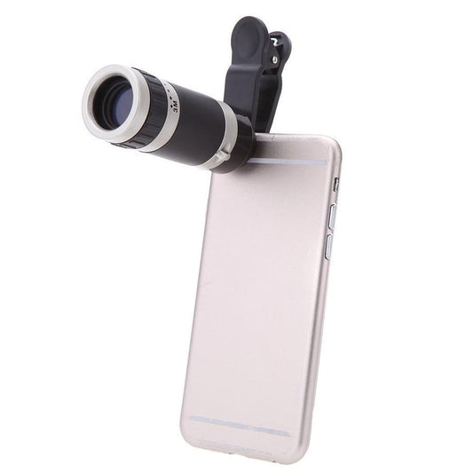 JMT-879242 8X Telescopic Lens for Phones with Clip & Cleaning Cloth - Magnifies Up to 240 Yards