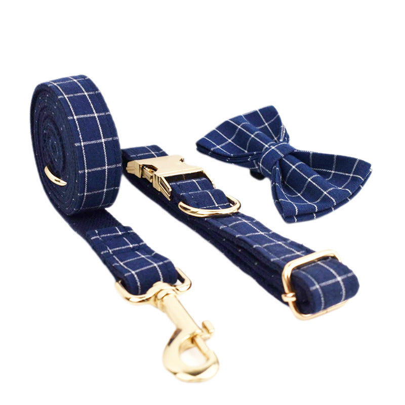 JMT-879562 Velvet Pet Collar with Adjustable Traction Rope and Bow Tie Set