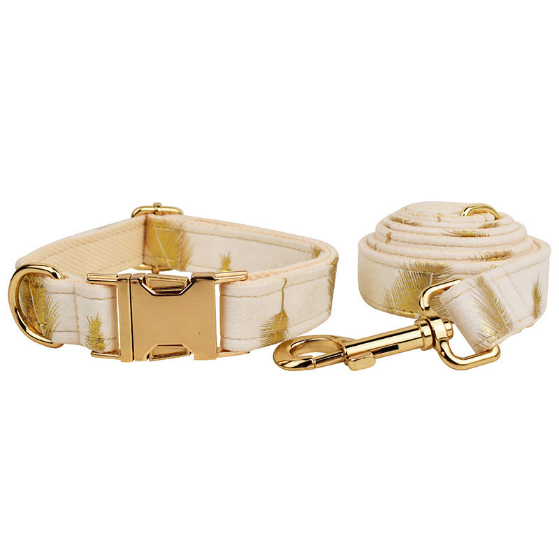 JMT-879562 Velvet Pet Collar with Adjustable Traction Rope and Bow Tie Set